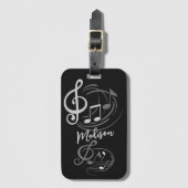Étiquette À Bagage Nom personnalisé des notes de musique (Devant Vertical)