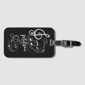 Étiquette À Bagage Nom personnalisé des notes de musique (Devant Horizontal)