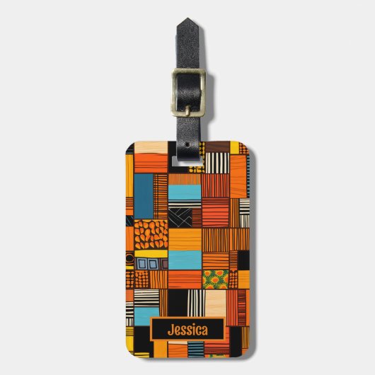 Étiquette À Bagage Nom personnalisé d'impression africaine (Devant Vertical)