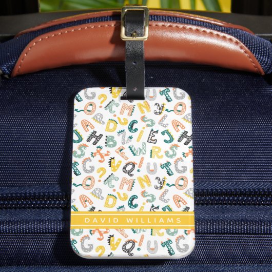 Étiquette À Bagage Nom personnalisé du Motif Alphabet Dinosaur Cute (Insitu Rectoal 2)