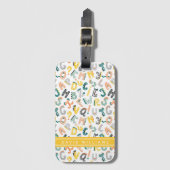 Étiquette À Bagage Nom personnalisé du Motif Alphabet Dinosaur Cute (Devant Vertical)