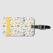 Étiquette À Bagage Nom personnalisé du Motif Alphabet Dinosaur Cute (Devant Horizontal)