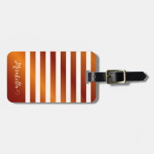 Étiquette À Bagage Nom personnalisé élégant orange et blanc (Devant horizontal)