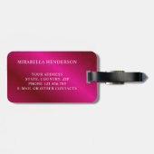 Étiquette À Bagage Nom personnalisé Élégant rose vif (Dos horizontal)