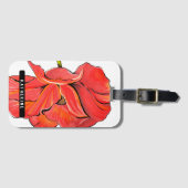 Étiquette À Bagage Nom personnalisé Fleur de pavot rouge moderne (Devant Horizontal)