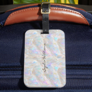 Étiquette À Bagage Nom personnalisé Fluid Iridescente Gold Opal Girl