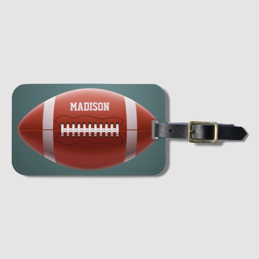 Étiquette À Bagage Nom personnalisé Football (Devant Horizontal)