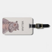 Étiquette À Bagage Nom personnalisé Hippo mignon  (Devant horizontal)