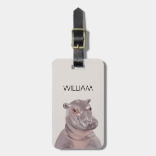 Étiquette À Bagage Nom personnalisé Hippo mignon 