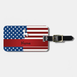 Étiquette À Bagage Nom personnalisé licorne patriotique