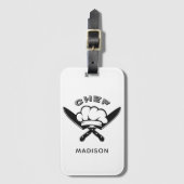 Étiquette À Bagage Nom personnalisé Logo du chef (Devant Vertical)