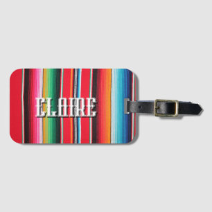 Étiquette À Bagage Nom personnalisé Mexico Serape – Poncho mexicain à