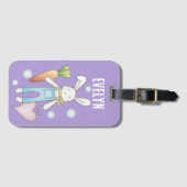 Étiquette À Bagage Nom personnalisé mignon lapin d'animal farci farci (Devant Horizontal)