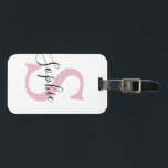 Étiquette À Bagage Nom personnalisé moderne Monogramme rose<br><div class="desc">Nom personnalisé moderne Monogramme rose</div>