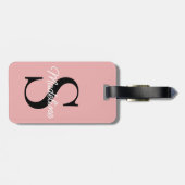 Étiquette À Bagage Nom personnalisé Monogramme sur Pretty Pastel Rose (Dos horizontal)