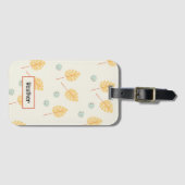 Étiquette À Bagage Nom personnalisé orange feuille tropicale crème (Devant Horizontal)