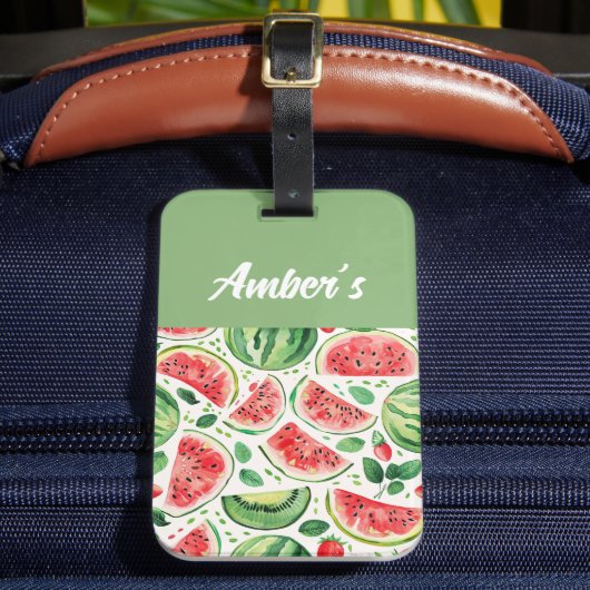 Étiquette À Bagage Nom personnalisé pastèque (Insitu Rectoal 2)