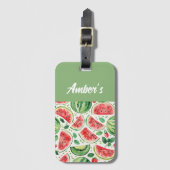 Étiquette À Bagage Nom personnalisé pastèque (Devant Vertical)