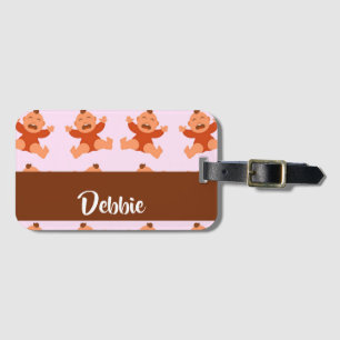 Étiquette À Bagage Nom personnalisé pleurant des bébés roses
