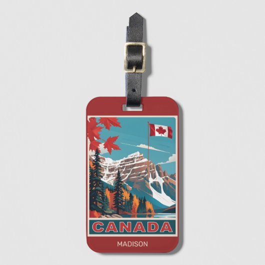 Étiquette À Bagage Nom personnalisé Poster de voyage Canada (Devant Vertical)