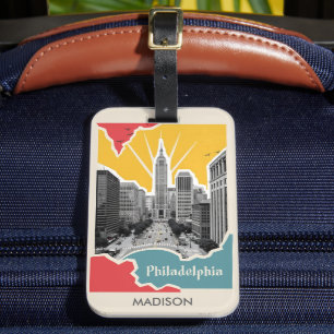 Étiquette À Bagage Nom personnalisé Retro Philadelphie