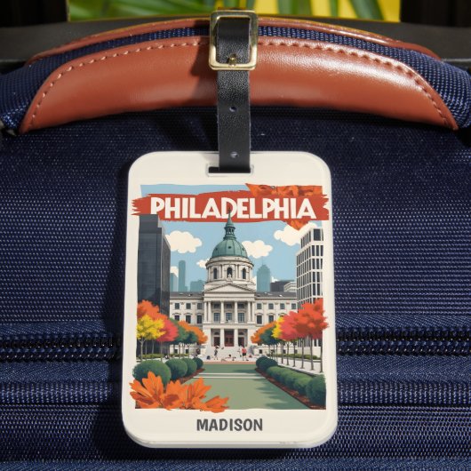 Étiquette À Bagage Nom personnalisé Retro Philadelphie (Insitu Rectoal 2)