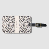 Étiquette À Bagage Nom personnalisé rose Empreinte de léopard (Devant Horizontal)