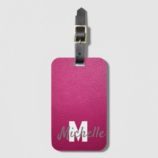 Étiquette À Bagage Nom personnalisé rose rose (Devant Vertical)
