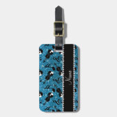 Étiquette À Bagage Nom personnalisé sky blue parties scintillant viol (Devant Vertical)