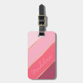 Étiquette À Bagage Nom personnalisé sur les bandes blanches du Rose P (Devant Vertical)