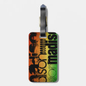 Étiquette À Bagage Nom personnalisé sur Neon Orange Jaune & Vert (Dos Vertical)