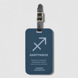 Étiquette À Bagage Nom personnalisé / Texte Symbole zodiaque Sagittar