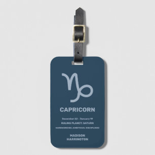 Étiquette À Bagage Nom personnalisé / Texte Zodiac Signal Capricorne