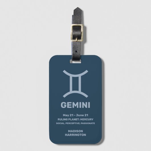 Étiquette À Bagage Nom personnalisé / Texte Zodiac Signal Gemini (Devant Vertical)