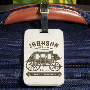 Étiquette À Bagage NOM PERSONNALISÉ Vieux Western Stagecoach Carriage