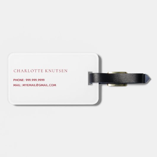 Étiquette À Bagage Nom rose arc cerise (Dos horizontal)