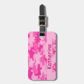 Étiquette À Bagage Nom rose de camouflage de Camo personnalisé (Devant Vertical)
