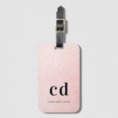 Étiquette À Bagage Nom rose pâle élégante initiales modernes (Devant Vertical)