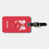 Étiquette À Bagage Nom rouge arc rose (Devant horizontal)