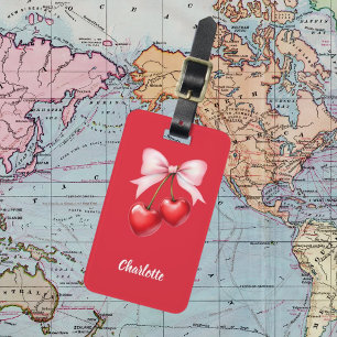 Étiquette À Bagage Nom rouge arc rose