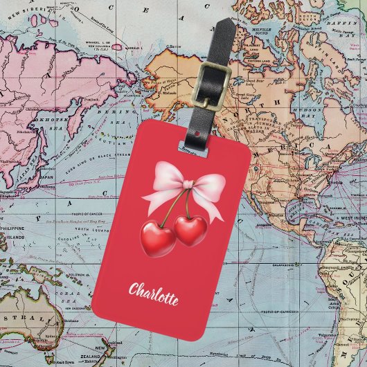 Étiquette À Bagage Nom rouge arc rose