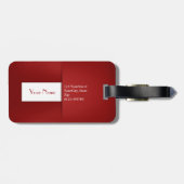 Étiquette À Bagage Nom rouge simple moderne de monogramme (Dos horizontal)