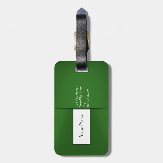Étiquette À Bagage Nom simple et moderne du monogramme vert (Dos Vertical)