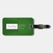 Étiquette À Bagage Nom simple et moderne du monogramme vert (Dos horizontal)