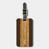 Étiquette À Bagage nom sur le bois look / avion voyage (Devant Vertical)