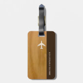 Étiquette À Bagage nom sur le bois look / avion voyage (Dos Vertical)