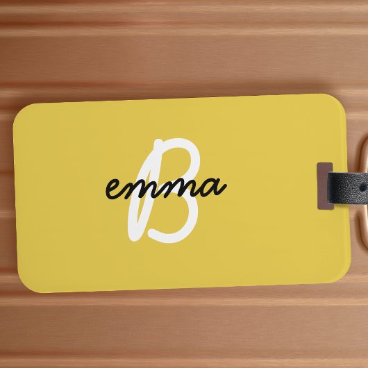 Étiquette À Bagage Nom tendance | Mustard Jaune Moderne