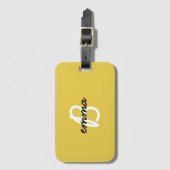 Étiquette À Bagage Nom tendance | Mustard Jaune Moderne (Devant Vertical)