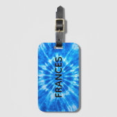 Étiquette À Bagage Nom Tie Dye Bleu (Devant Vertical)