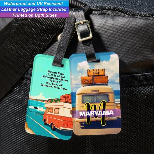 Étiquette À Bagage Nom Voyageur Automobile | Initiale de monogramme p